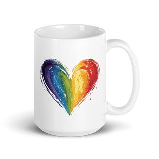 White Mug from Ellen Jean with Rainbow Heart