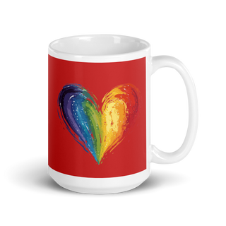 Red Mug from Ellen Jean with Rainbow Heart