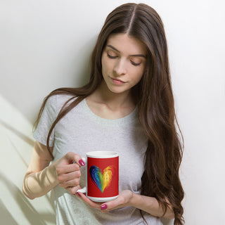 Red Mug from Ellen Jean with Rainbow Heart