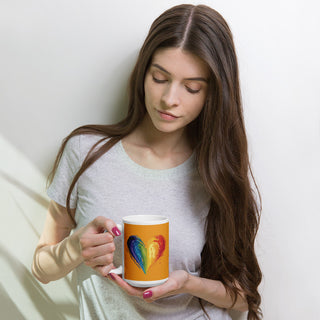 Orange Mug from Ellen Jean with Rainbow Heart