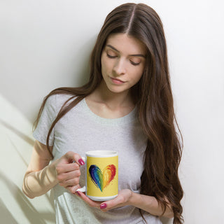 Yellow Mug from Ellen Jean with Rainbow Heart