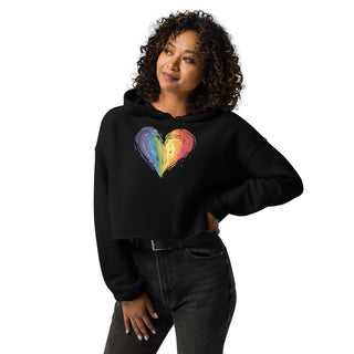 Crop Top Hoodie Rainbow Heart by Ellen Jean Sweatshirt