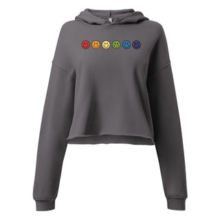 Crop Top Hoodie Rainbow Smiley Face Sweatshirt