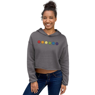 Crop Top Hoodie Rainbow Smiley Face Sweatshirt