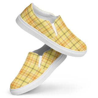 Women's Yellow Plaid Slip-On Loafers Canvas Shoes